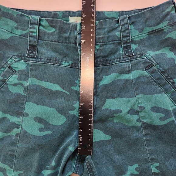 Anthropologie Austen High Rise Cargo Crop Pant Womens 30 Green Camo Canvas - Picture 5 of 12